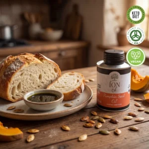 Organic Pumpkin Seed Oil bottle - ÍON cold-pressed organic oil