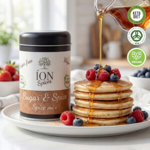 Sugar and Spice Organic Mix organic spice mix jar - ÍON Organic Spices (packaging detail)